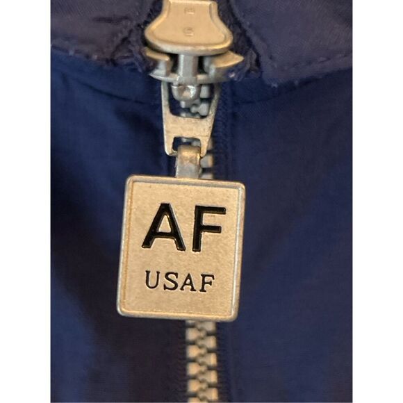 Vintage USAF Air Force PT Warm-Up Jacket Blue Silver Reflective Made in Taiwan s - Picture 4 of 10